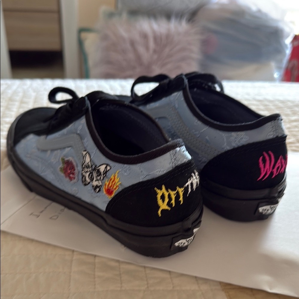 Black and Blue Graphic Vans Sneakers